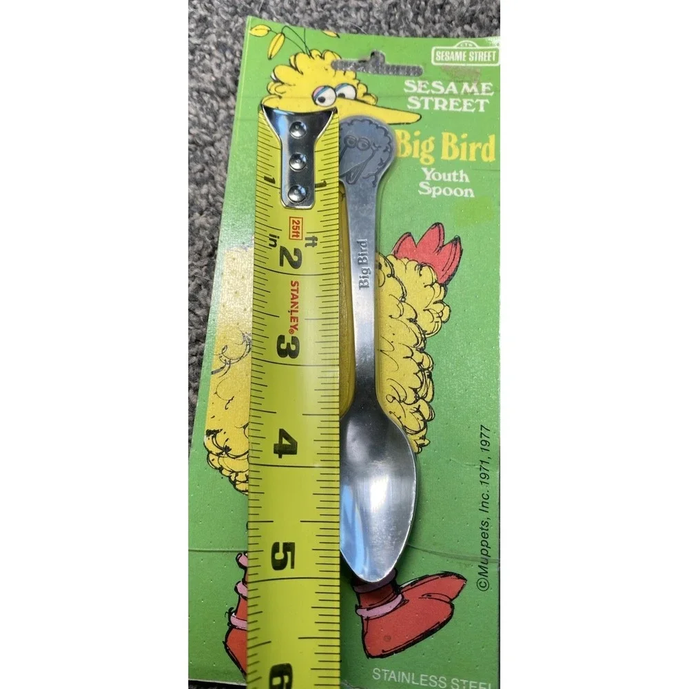 NOS Muppets Sesame Street Big Bird Stainless Steel Kids Spoon Demand Mktg 1977